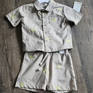 NWT Palm Tree Short Set Embroidered Stitch & Stone Toddler 2t Summer Beach
